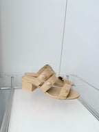 Chanel 26 Turnlock 40 Beige Sandal Mule in Lambskin 597398