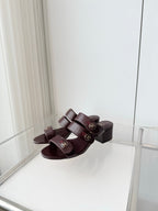 Chanel 26 Turnlock 40 Burgundy Sandal Mule in Lambskin 597397
