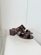 Chanel 26 Turnlock 40 Burgundy Sandal Mule in Lambskin 597397