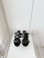 Chanel 26 Turnlock 40 Black Sandal Mule in Lambskin 597396