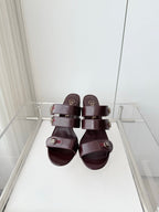 Chanel 26 Turnlock 85 Burgundy Sandal Mule in Lambskin 597393