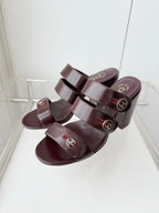Chanel 26 Turnlock 85 Burgundy Sandal Mule in Lambskin 597393