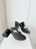 Chanel 26 Turnlock 85 Black Sandal Mule in Lambskin 597392
