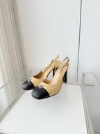 Chanel 26 High Heels Beige Black 90 in Lambskin 597385
