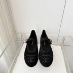 Chanel 26 Mary Jane Shoe Black in Suede 597380