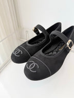 Chanel 26 Mary Jane Shoe Black in Suede 597380