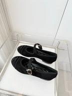 Chanel 26 Mary Jane Shoe Black in Suede 597380