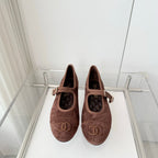 Chanel 26 Mary Jane Shoe Brown in Suede 597378