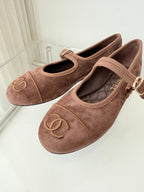Chanel 26 Mary Jane Shoe Brown in Suede 597378