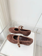 Chanel 26 Mary Jane Shoe Brown in Suede 597378