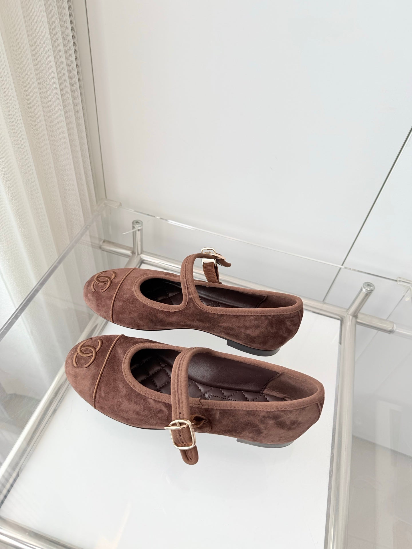Chanel 26 Mary Jane Shoe Brown in Suede 597378