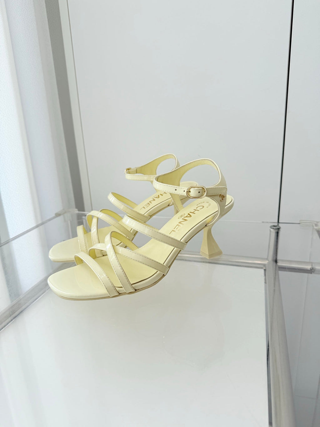 Chanel Cruise 26 Sandal 70mm Lemon Yellow Lambskin 597359