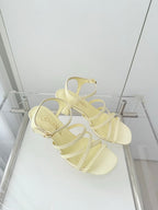 Chanel Cruise 26 Sandal 70mm Lemon Yellow Lambskin 597359