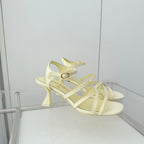 Chanel Cruise 26 Sandal 70mm Lemon Yellow Lambskin 597359