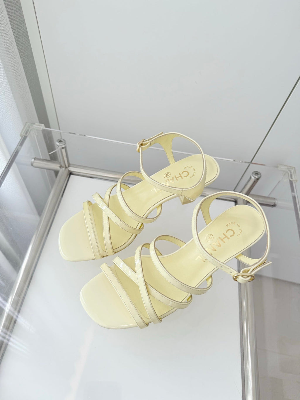 Chanel Cruise 26 Sandal 70mm Lemon Yellow Lambskin 597359