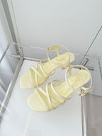 Chanel Cruise 26 Sandal 70mm Lemon Yellow Lambskin 597359