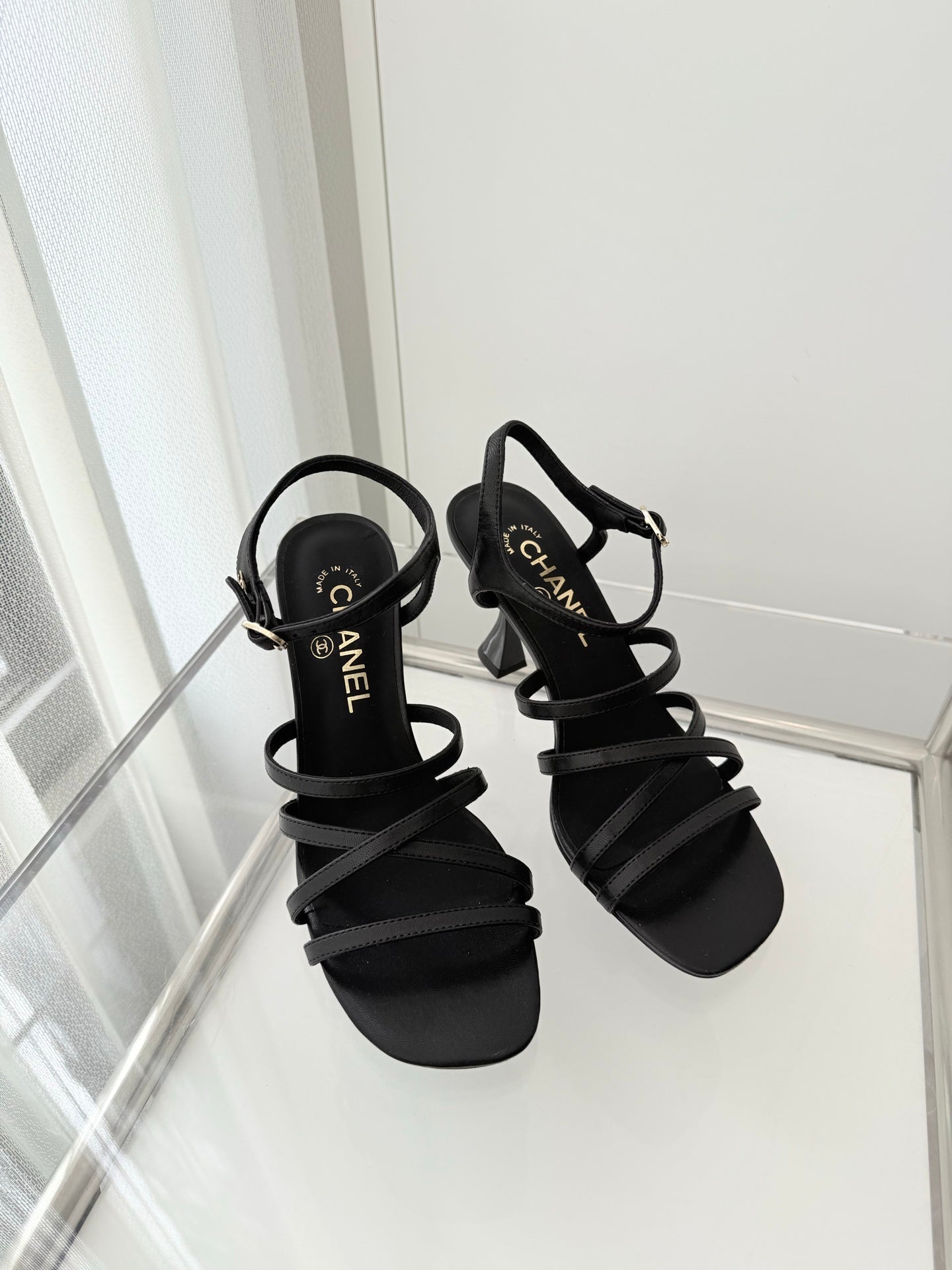 CC Cruise 25/26 Sandal 95mm Black Lambskin 597353