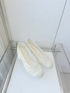 Chanel 26 Ladies 50 Ballet Flats White in Fabric 597342