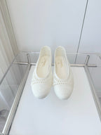 Chanel 26 Ladies Ballet Flats White in Fabric 597335