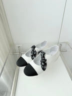 Chanel 26 Double C Heel Pump With Silk Ribbon White Lambskin 597334