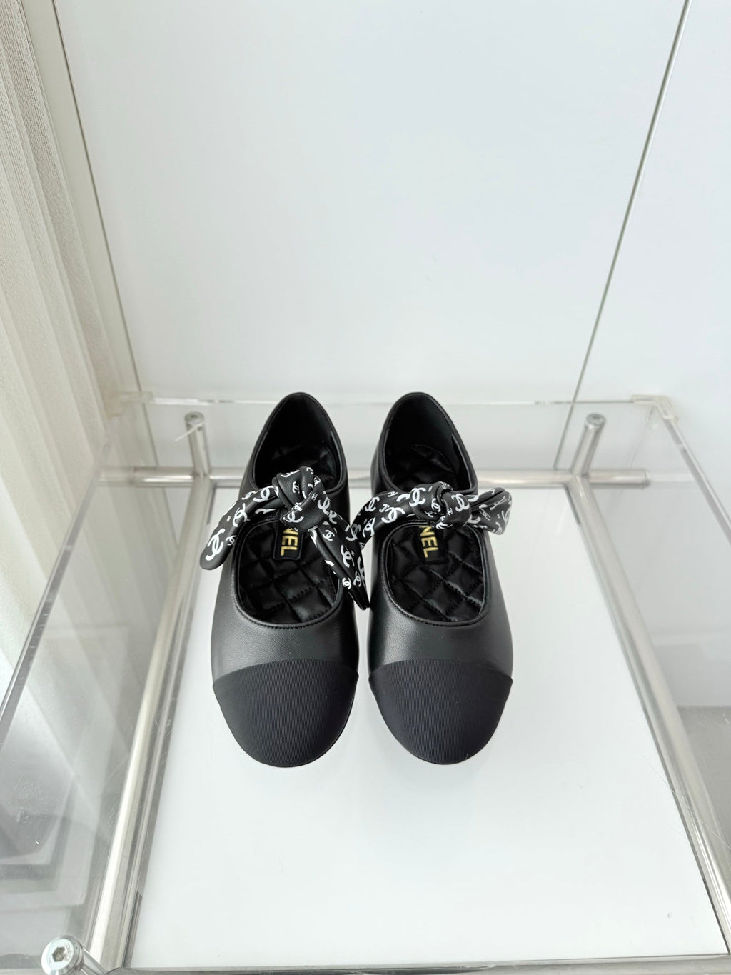Chanel 26 Double C Heel Pump With Silk Ribbon Black Lambskin 597333