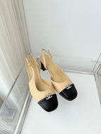 Chanel 26 High Heels Beige Black 50 in Lambskin 597332