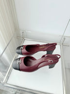 Chanel 26 High Heels Burgundy Black 50 in Lambskin 597331