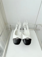 Chanel 26 High Heels White Black 50 in Lambskin 597330