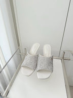 CC 26 Sandal 90 White Rhinstone Deer Hide 597377