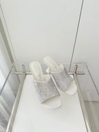CC 26 Sandal 90 White Rhinstone Deer Hide 597377
