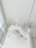 CC 26 Sandal 90 White Rhinstone Deer Hide 597377