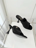 CC 26 Sandal 90 Black Rhinstone Deer Hide 597375