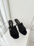 CC 26 Sandal 90 Black Rhinstone Deer Hide 597375