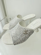 CC 26 Sandal 70 White Rhinstone Deer Hide 597373
