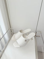 Chanel 26 Sandal 90 White in Lambskin 597365