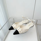 CC 26 Heeled Slingback With Pearl Toe White in Lambskin 597325