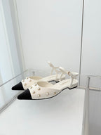 CC 26 Heeled Slingback With Pearl Toe White in Lambskin 597325