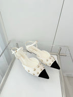 CC 26 Heeled Slingback With Pearl Toe White in Lambskin 597325