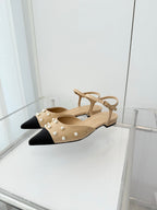 CC 26 Heeled Slingback With Pearl Toe Beige in Lambskin 597323