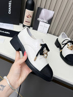 Chanel CC Combat Shoes With Pearl White in Calfskin 597896