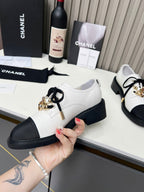 Chanel CC Combat Shoes With Pearl White in Calfskin 597896