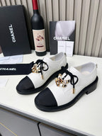 Chanel CC Combat Shoes With Pearl White in Calfskin 597896