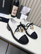 Chanel CC Combat Shoes With Pearl White in Calfskin 597896