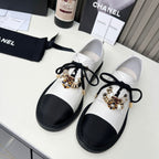 Chanel CC Combat Shoes With Pearl White in Calfskin 597896