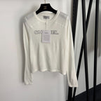 Chanel Long-Sleeved Knit T-Shirt with Embroidered Chanel Logo