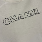 Chanel Long-Sleeved Knit T-Shirt with Embroidered Chanel Logo