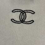 Chanel Long-Sleeved Knit T-Shirt with Embroidered Chanel Logo