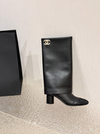 Chanel 26 Newest Runway Style Riding Black Boots in Cowhide 598318