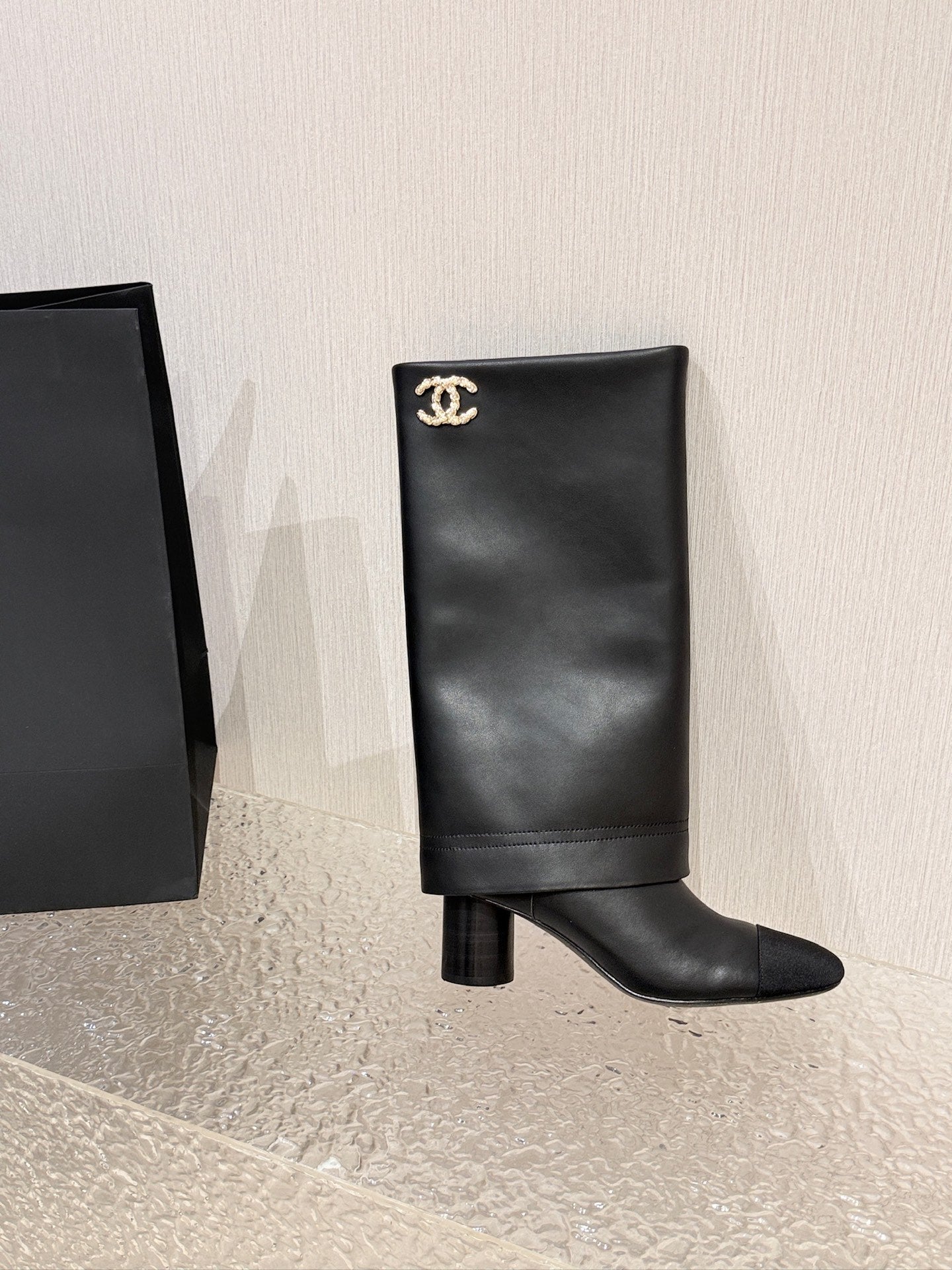 Chanel 26 Newest Runway Style Riding Black Boots in Cowhide 598318