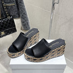 CD Attitude Wedge Sandals Black in Cowhide 598183